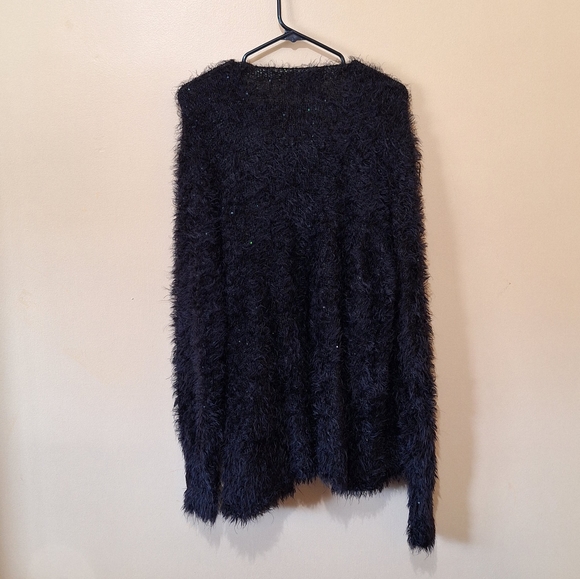 Nevada Fuzzy Sparkly Black Open Cardigan - Picture 4 of 5